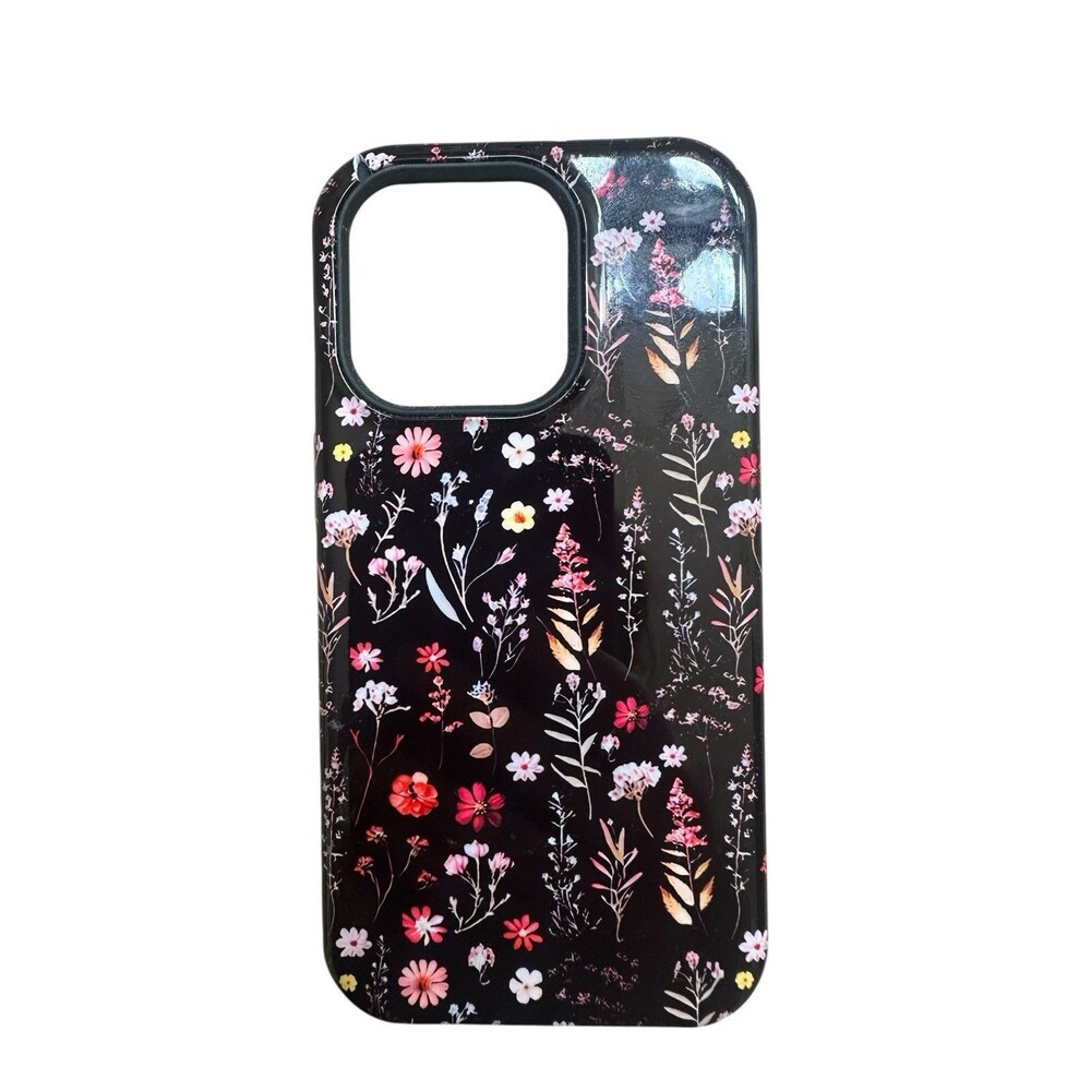 Iphone 14 Pro Black Wildflower Hard Case